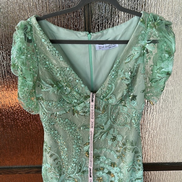 Mac Duggal 68266 Sheer Skirt Puff Sleeve Dress size 6 NWT - Picture 7 of 14